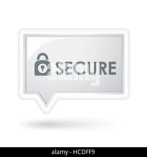 secure word with padlock icon on a speech bubble over white Stock Vector
