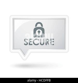 secure word with padlock icon on a speech bubble over white Stock Vector