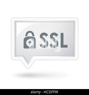 SSL with padlock icon on a speech bubble over white Stock Vector