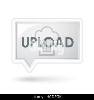 upload word with cloud computing icon on a speech bubble over white Stock Vector