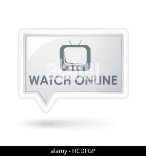 watch online words on a speech bubble over white Stock Vector