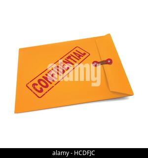 confidential stamp on manila envelope isolated on white Stock Vector