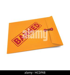 banned stamp on manila envelope isolated on white Stock Vector