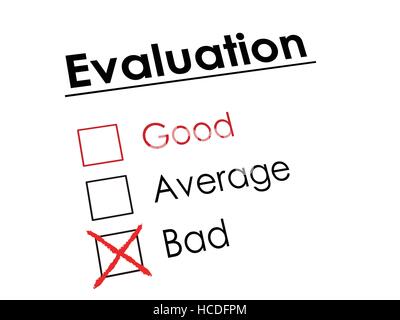 red cross drawn on evaluation check box Stock Vector