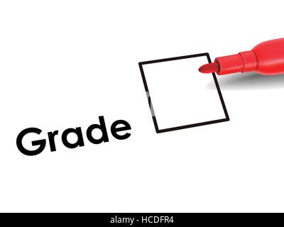 unrated grade box on an exam paper with red pen Stock Vector