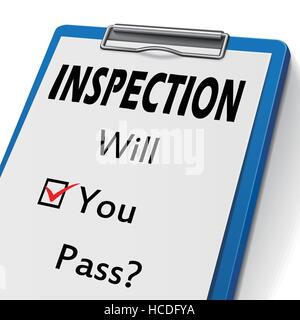 inspection clipboard with check boxes marked for will you pass Stock Vector