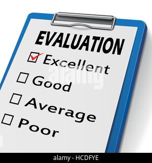 evaluation clipboard with check boxes marked for excellent, good, average and poor Stock Vector