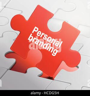 personal branding on red puzzle pieces background Stock Vector