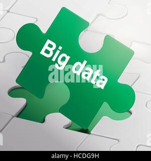 big data on green puzzle pieces background Stock Vector