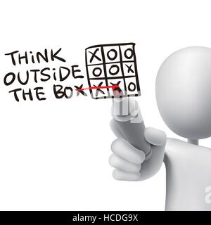 think outside the box words written by 3d man over white Stock Vector