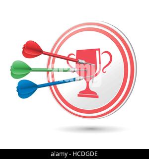 achievement concept target with darts hitting on it over white Stock Vector