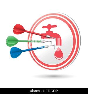 water resource icon target with darts hitting on it over white Stock Vector