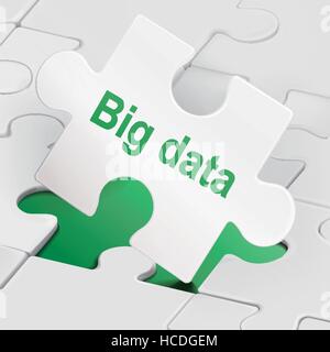 big data on white puzzle pieces background Stock Vector