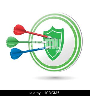 success protection concept target with darts hitting on it over white Stock Vector