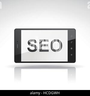 SEO word on mobile phone isolated on white Stock Vector