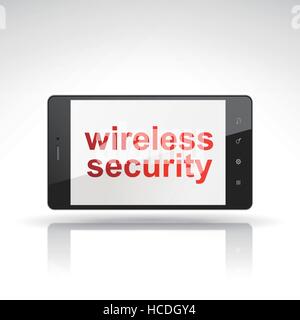 wireless security words on mobile phone isolated on white Stock Vector