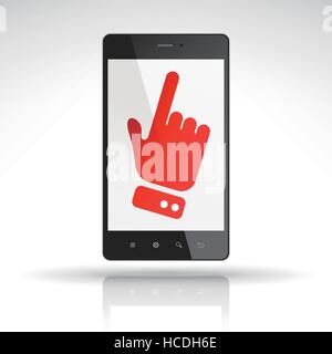 click icon on mobile phone isolated on white Stock Vector
