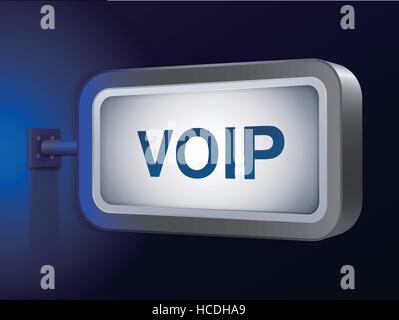 VOIP word on billboard over blue background Stock Vector