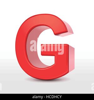 3d red letter G isolated on white background Stock Vector