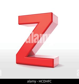 3d red letter Z isolated on white background Stock Vector