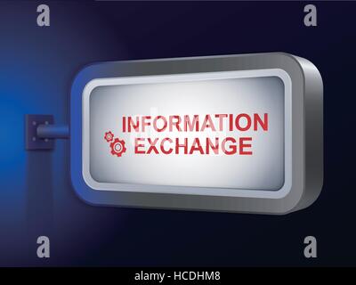 information exchange words on billboard over blue background Stock Vector