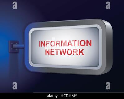 information network words on billboard over blue background Stock Vector
