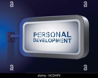 personal development words on billboard over blue background Stock Vector