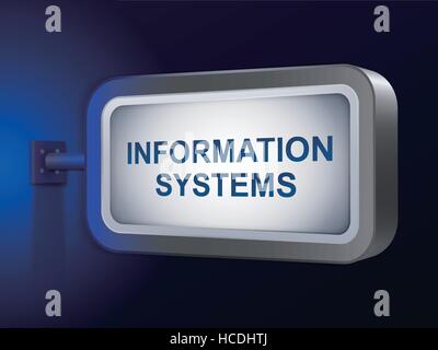 information systems words on billboard over blue background Stock Vector