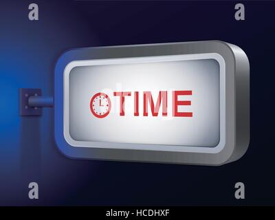 time word on billboard over blue background Stock Vector