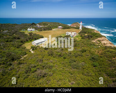 Aerial view of Cape Schanck Lighthose and museum. Mornington Peninsula, Victoria, Australia Stock Photo