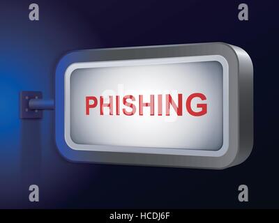 phishing word on billboard over blue background Stock Vector