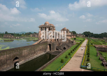 The Jahaz Mahal or Ship's Palace in the Royal Enclave is the main tourist attraction in Mandu, Madhya Pradesh, India Stock Photo