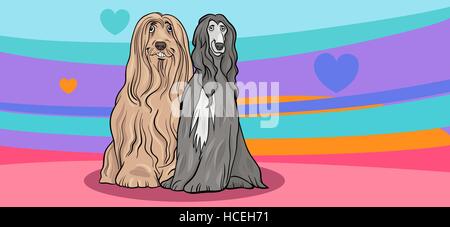 Valentines Day Greeting Card Cartoon Illustration of Dogs in Love Stock Vector