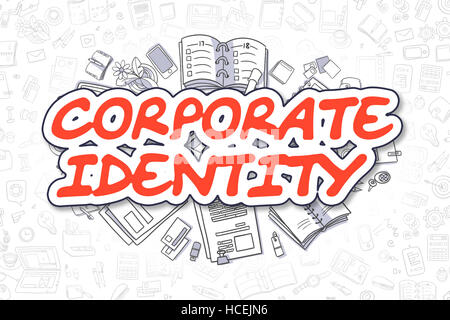 Corporate Identity - Doodle Red Word. Business Concept. Stock Photo