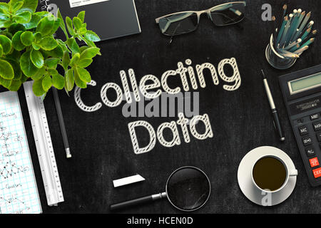 Collecting Data on Black Chalkboard. 3D Rendering. Stock Photo