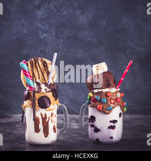 Two milkshakes  with copy space Stock Photo