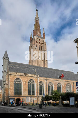 Onze-Lieve-Vrouwekerk, or Church of Our Lady, Bruges, Belgium. Begun in first half of the 13th century Stock Photo