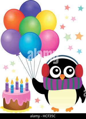 Party penguin theme image 1 - eps10 vector illustration. Stock Vector