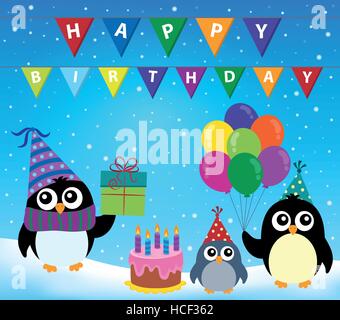 Party penguin theme image 2 - eps10 vector illustration. Stock Vector