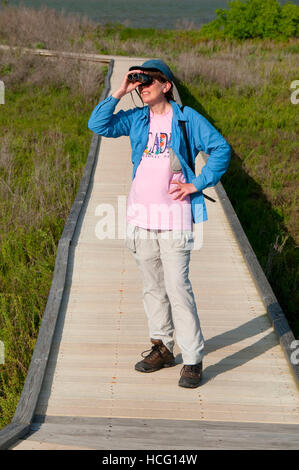 Boardwalk birding, Aransas National Wildlife Refuge, Texas Stock Photo