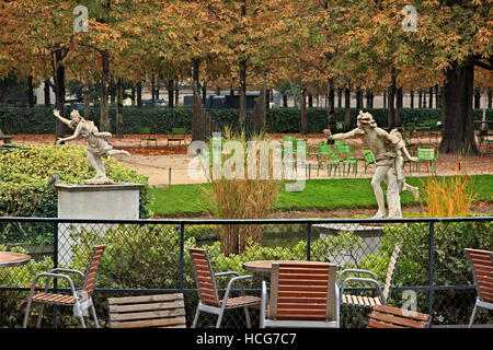 Autumnal colors in Jardin des Tuileries, one of the most famous gardens - parks of Paris, France.