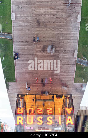 MILAN, ITALY - September 2015: Russian pavilion at Expo 2015. The theme of the Universal Exposition is Feeding the Planet, Energy for Life. Designed b Stock Photo