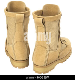 Military boots army equipment, back view Stock Photo - Alamy