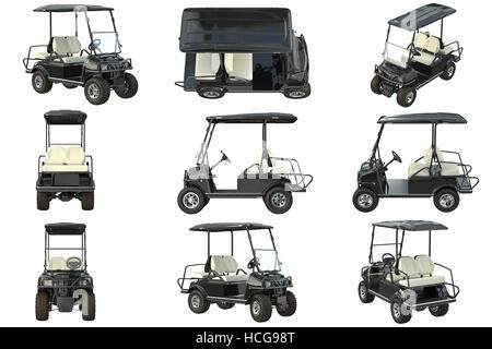 Golf car black set Stock Photo