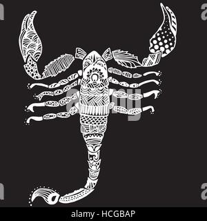 Doodle design of scorpion. Adult coloring book. Vector illustration. Stock Vector