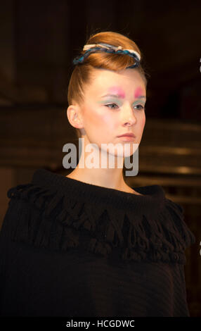 a model on the catwalk in London Fashion Scout for London Fashion Week Stock Photo
