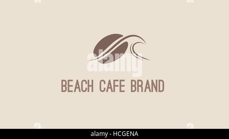 Beach cafe vector logo design template Stock Vector