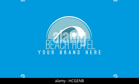 Beach hotel wave curve property real estate vector logo template Stock Vector