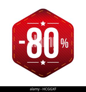 Sale eighty percent off banner red patch Stock Vector