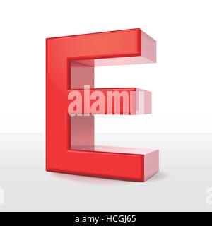 3d red letter E isolated on white background Stock Vector